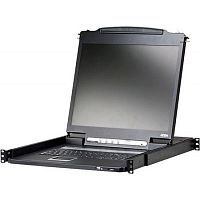 картинка aten cl1316n-ata-rg переключатель, электрон., kvm, 1 user консоль lcd 19" =>16 cpu ps2/usb+vga, с kvm-шнурами ps2 1х1.8м.;usb 1x1.8м., 1280x1024, 1u 19", исп.спец.шнуры, osd, каскад 256, лат./рус.клав от магазина Tovar-RF.ru