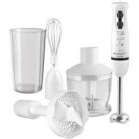 картинка кухонный процессор-блендер, scarlett, sc-hb42m33, мощность 700 вт, 2 скоростных режима, емкость измельчителя 0,6 л, мерный стакан 0.6л, венчи, белый от магазина Tovar-RF.ru