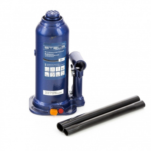 картинка stels домкрат гидравлический бутылочный, 6 т, h подъема 207–404 мм, в пласт. кейсе [51176] от магазина Tovar-RF.ru