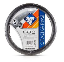 картинка оплетка на руль nova bright (м) экокожа, черная шагрень с белой волнистой прострочкой 47370 от магазина Tovar-RF.ru