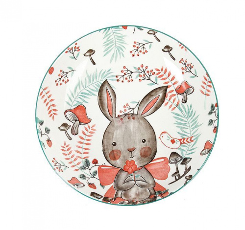 картинка Тарелка NOUVELLE HOME Тарелка "Kawaii Forest. Rabbit" d=21см. v=700мл. (min 8) (без индивидуальной упаковки) 9902962 от магазина Tovar-RF.ru