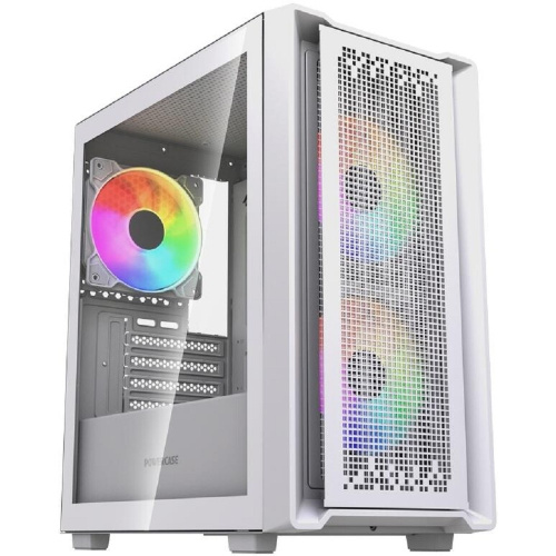 картинка Powercase Корпус Mistral SM04 ARGB, Tempered Glass, Front Nylon Filter, 3x120mm ARGB PWM fans, белый, mATX  (CMMSM04W-A3) от магазина Tovar-RF.ru