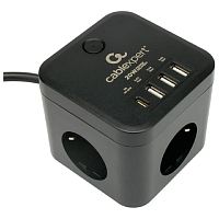 картинка cablexpert сетевой фильтр cube cube-3-cu3-b-1.5 (3р, 10а, 1xtype-c pd, 3xusb, 1.5м, ур.защиты 4+) черный, коробка от магазина Tovar-RF.ru
