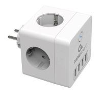 картинка cablexpert сетевой фильтр cube cube-4-u4-w (4 р, 16а, 4 х usb, ур.защиты 2+) белый, коробка от магазина Tovar-RF.ru